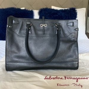 Black Ferragamo Shoulder Tote